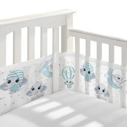 Parachoques transpirable para cuna de bebé, Protector de cama con estampado, anticolisión, barrera de cama infantil, decoración para guardería, 2 piezas