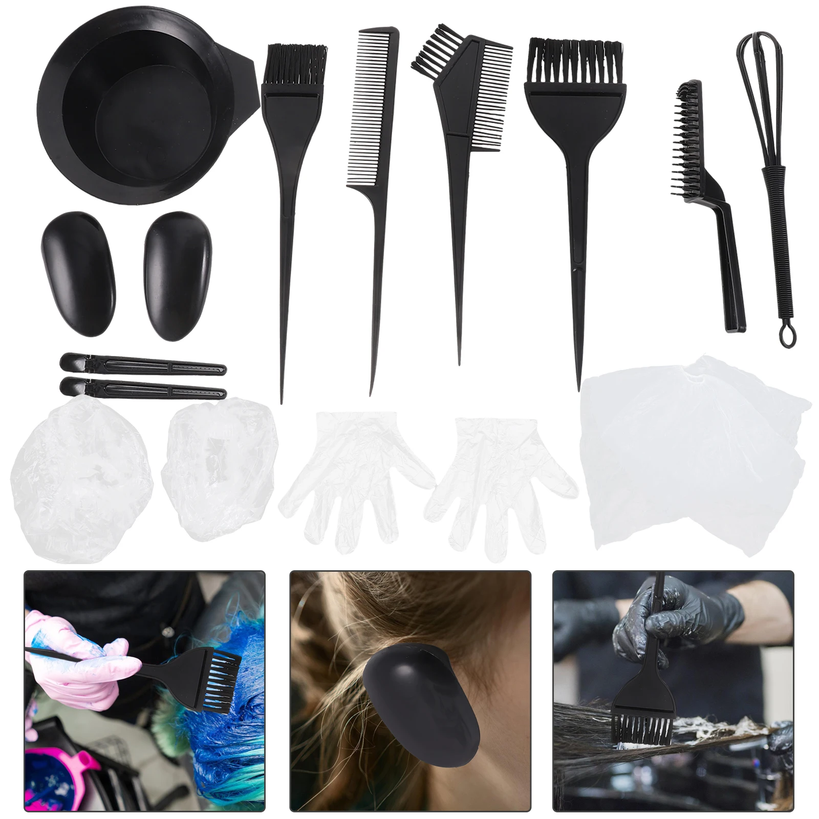 1 conjunto kit de ferramentas para coloração de cabelo, ferramentas de tintura de plástico premium, fornecimento de salão doméstico, escovas misturadas, cerdas firmes e confortáveis