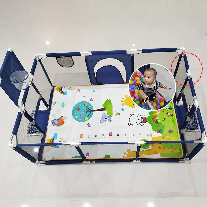 IMBABY Baby Playpen Safety Barrier Children's Playpens Kids Fence Dry Pool for Newborn Playground with Basketball Football Net