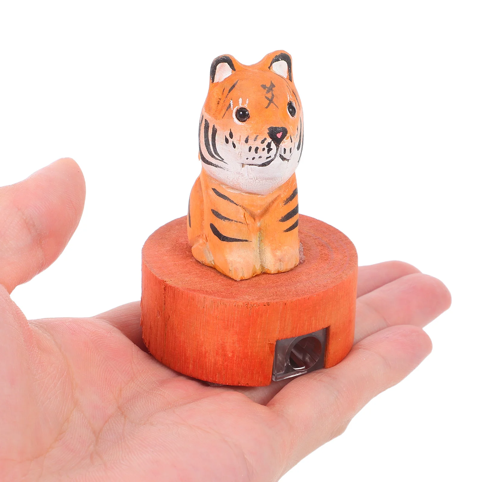 

Creative Tiger Wooden Pencil Sharpener Manual Handheld Sharpener for Kids Compact School Home Travel Stationery