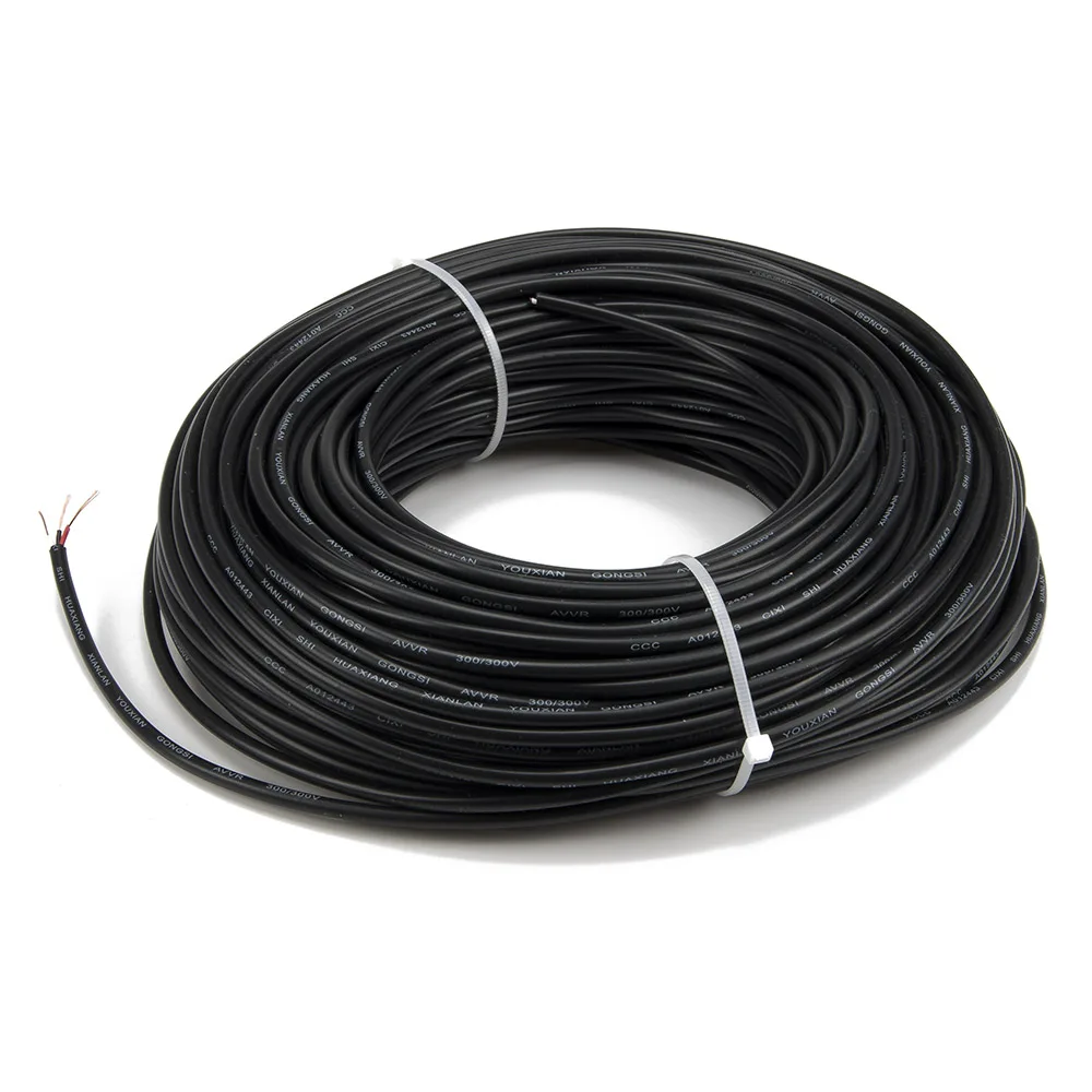 FTARE03 50m 3*7*0.12mm PT100 black PVC extension wire compensation wire cable for temperature sensor