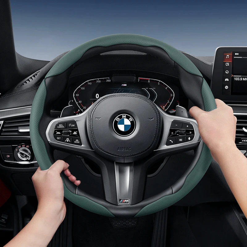 

Suitable for Bmw Breathable Hole Leather Steering Wheel Cover Segmented E46 F20 E87 E39 E91 G20 F31 E93 X3 E83 E61 M2 F30 X5 E90