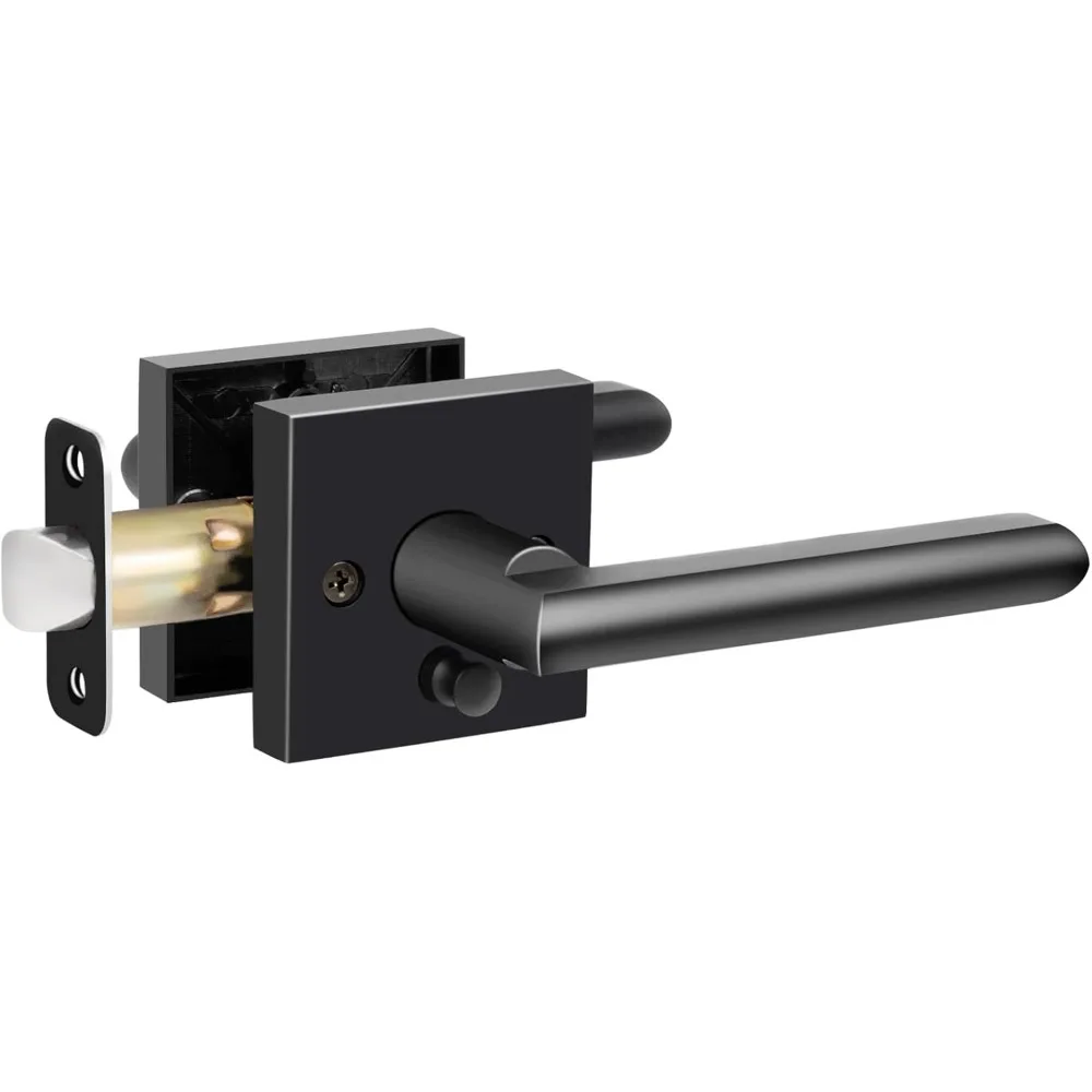 

Black Door Handle Interior, Privacy Door Levers for Bedroom and Bathroom, Door Knobs Keyless Square Interior Door Handle for Le