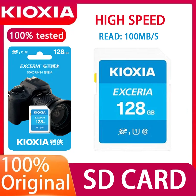 Kioxia EXCERIA SD Card 128GB Class 10 UHS-I Original  Memory Card for Digital Camera Full HD Recording