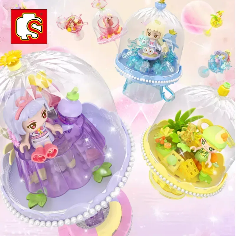 SEMBO Originality Pudding Shape Assemble Model Blocks Maiden Heart Fruit Candy Princess Series Kawaii Children Birthday Gift