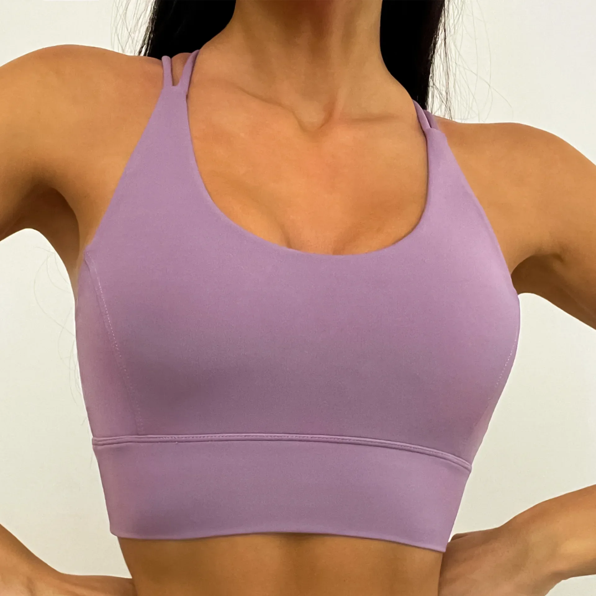 Ropa de Yoga para mujer, espalda con hombros finos, transpirable, ajustado, fruncido, Sujetador deportivo absorbente de golpes, Pantalones