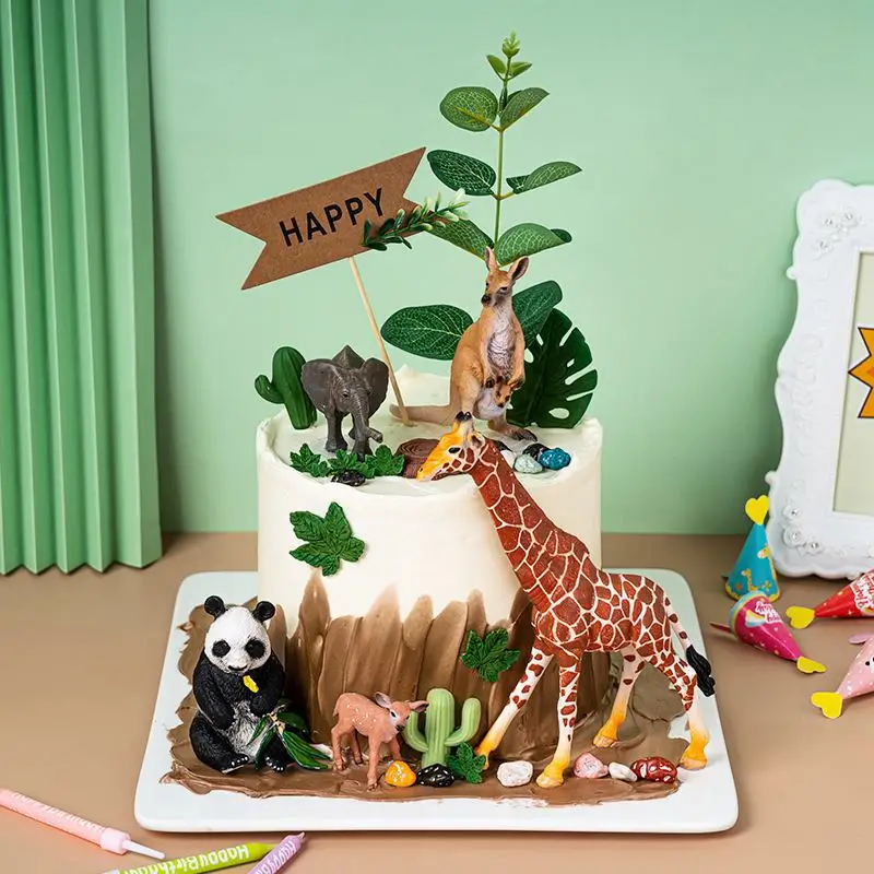 Giraffe Löwe Tiger Elefant Kuchen Topper Tiere Geburtstag Party Dekor Kuchen Dekor Baby Dusche Kinder Wald Dschungel Safari Party Geschenk – Detail 3