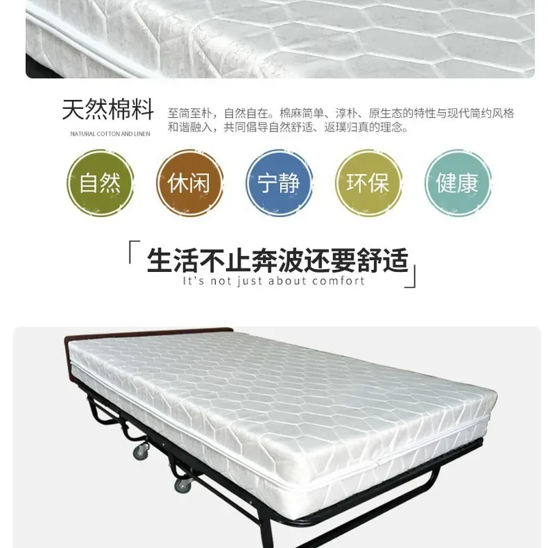 1.2m Folding Spring Bed Portable Extra Bed for Home Hotel Double Size Movable Guest Nanny Bed Space Saving Foldable Mattress