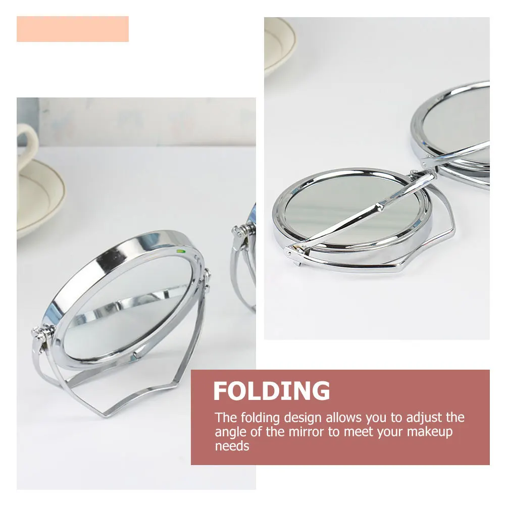 Miroir de maquillage de bureau rotatif, miroir métallique pliable, réflexion claire sans distorsion, pratique, facile à essuyer, parfait