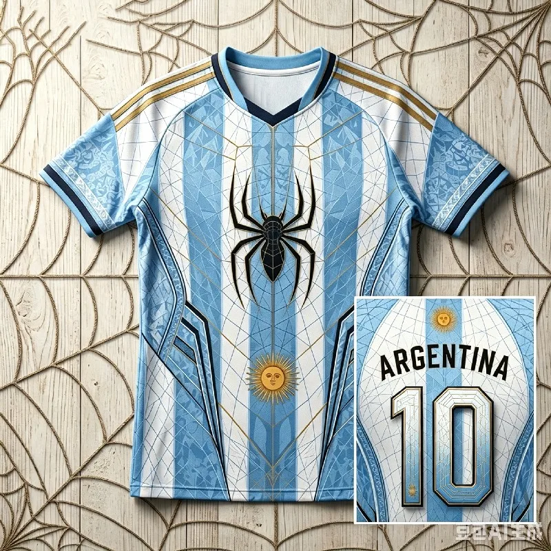 2026 New Messi No.10 Argentina Fan Soccer Jersey Spider Graphic 3D Print Blue White Short Sleeve Unisex Streetwear Football Tee