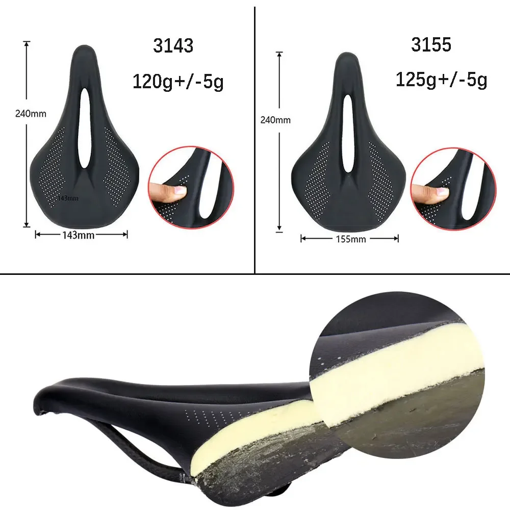 Elitaone Carbon Saddle MTB/Road Bike Saddle Super Light Leather Carbon Cushions 96g