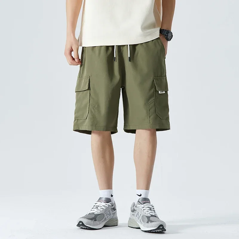 Men's Cargo Shorts with Elastic Waist and Drawstring - Perfect for Cycling, Fitness, and Outdoor Activities