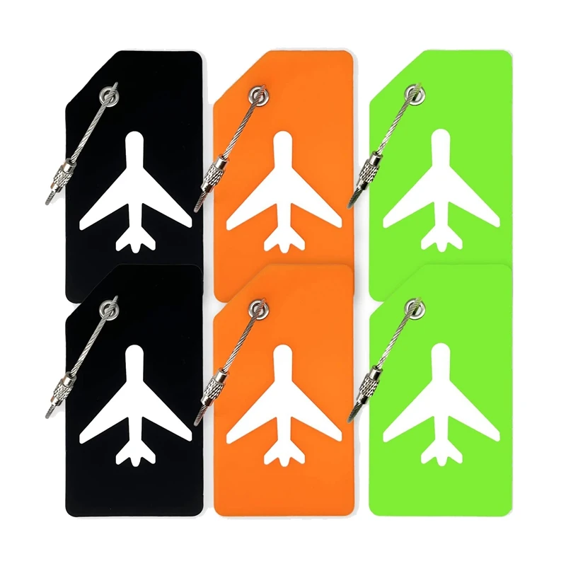 6 Pack Luggage Tote Travel Suitcase Tags For Suitcases With Loops, Baggage Handbag Tag Holder Set With Name ID Card