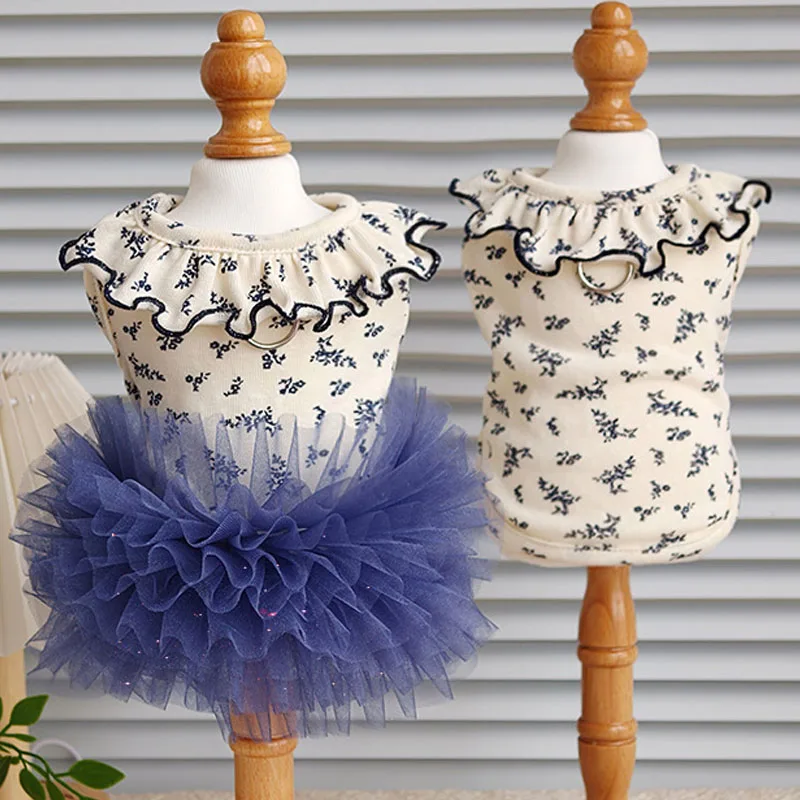 Vestido floral sin mangas con cuello de encaje para perros Chihuahua - imagen 5
