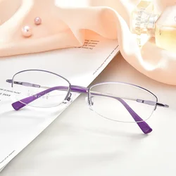 TGCYEYO Fashion Women Glasses Frame Memory Alloy Eyeglasses Half Frame Vintage Clear Lens Glasses Optical Spectacle Frame
