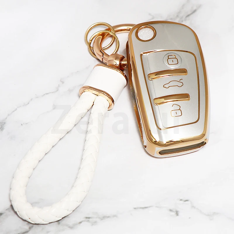 For Audi Q3 Q5 Q7 A1 A3 A4 8P 8L 8V A5 B6 B7 A6 A7 C5 C6 4F S3 S4 S6 RS3 TT TPU Auto Shell Car Remote Key Case Fob Cover view 5