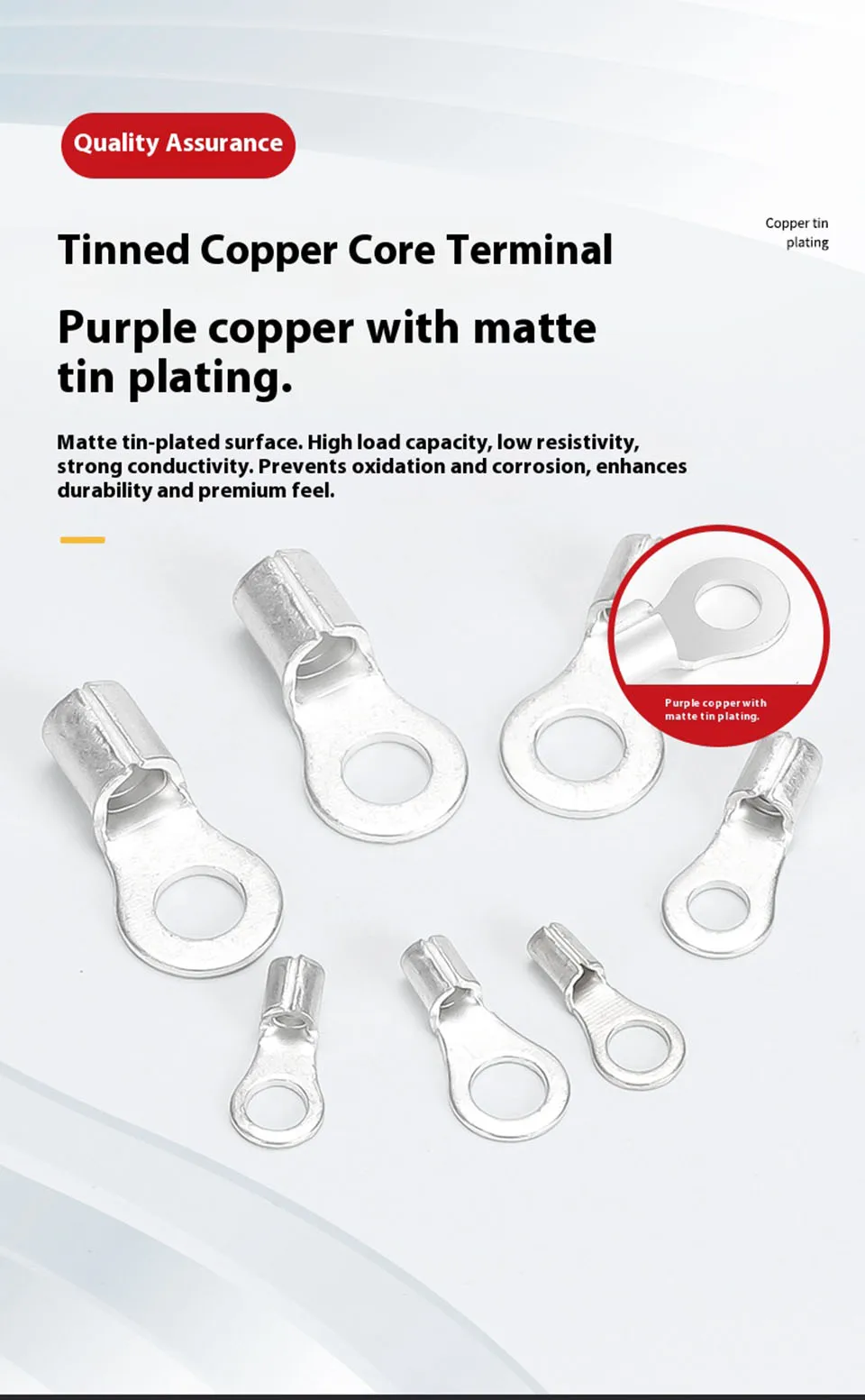 RNB1.25/2/3.5/5.5-4/6/8 Nicht isolierte Crimp-Klemme, verdickter, violett verzinnter Kupfer-Ringkabelverbinder – Detail 1