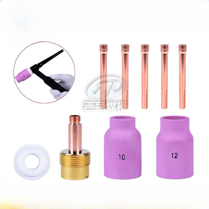 

Wp17/Filter Set/26 Argon Arc Welding Gun Tig Gaiser Large Screen Mesh Chuck Connector Ptfe Cover 9pcs