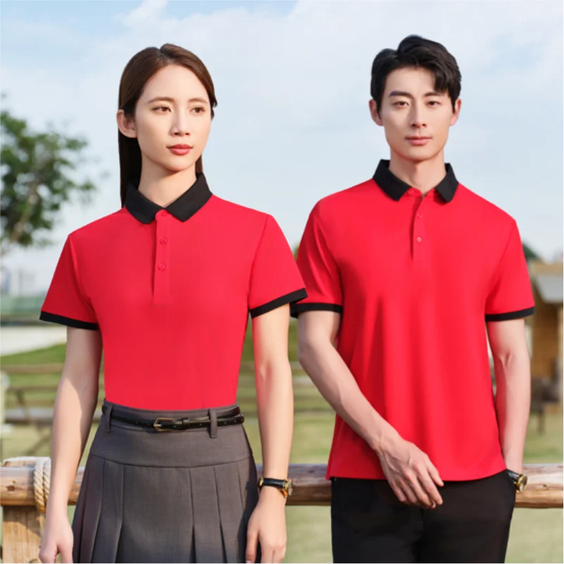 Casual Lapel Short Sleeve Polo Custom Logo Quality Contrast Collar Polo Shirt Embroidery Corporate Team Shirt Print Design