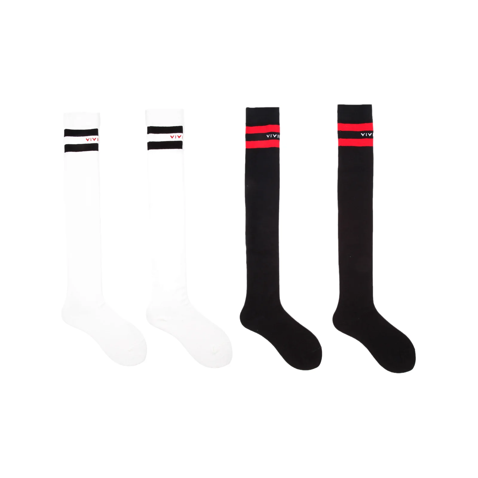 Autumn and winter Korean style solid color letter non-slip silicone over-the-knee stockings, one pair each in black and white