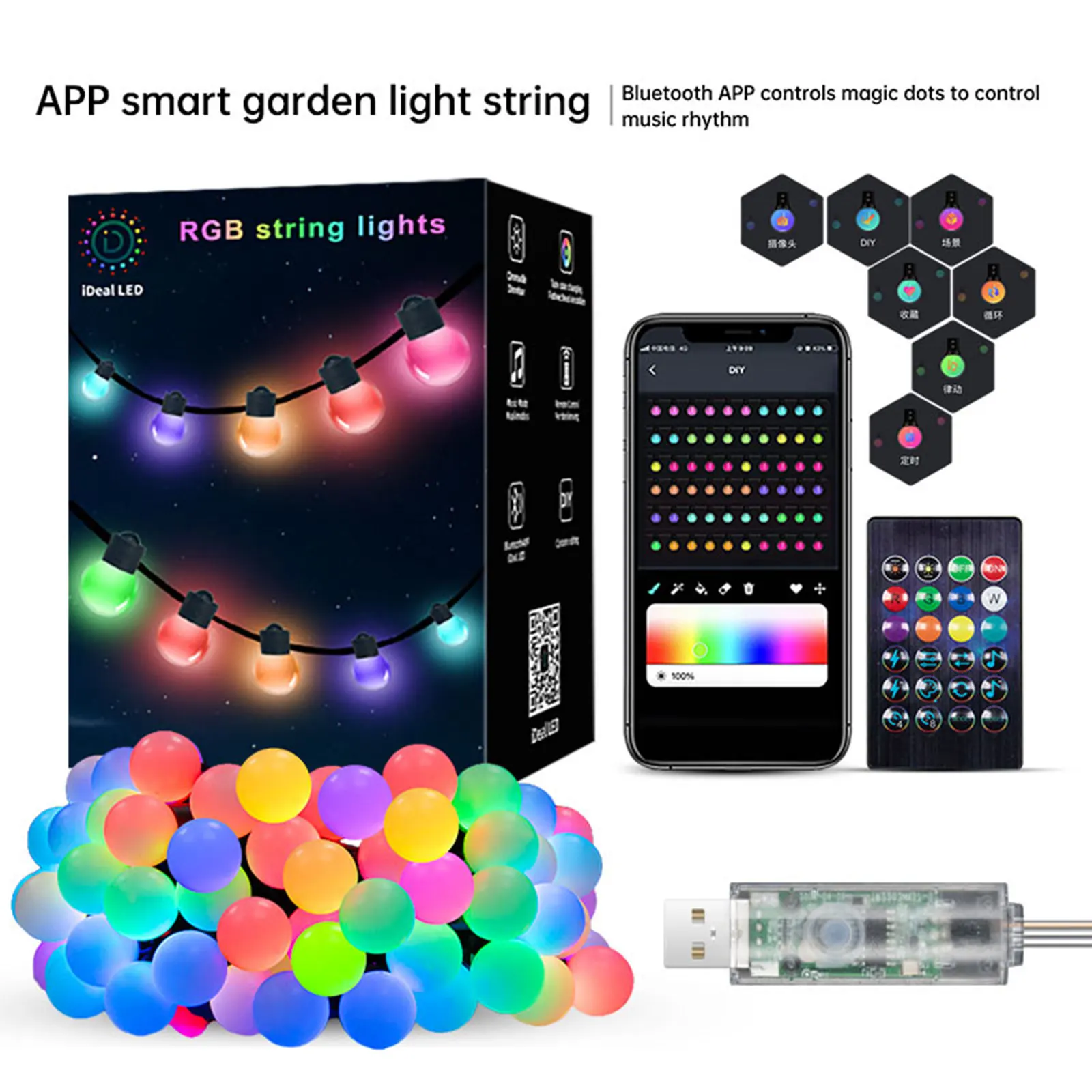 

WS2812B RGB светодиодная гирлянда 10 м 5 м Smart IC APP Bluetooth удаленные гирлянды Dreamcolor Garden Party Рождественский декор