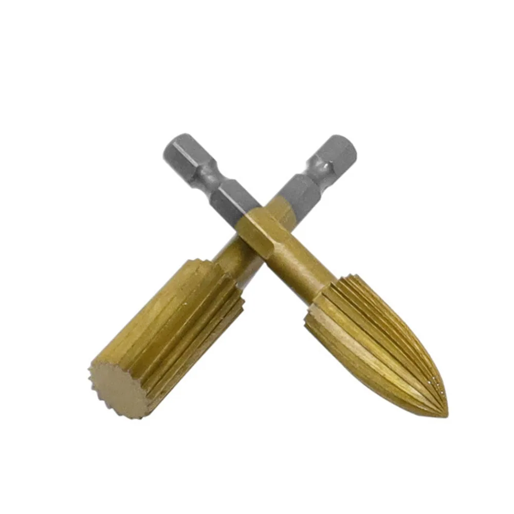 5PCS Woodworking Rotary File 6.35mm Hex Handle High-Speed Steel Special-Shaped File Wood Carving Jade Electric Polishing Head