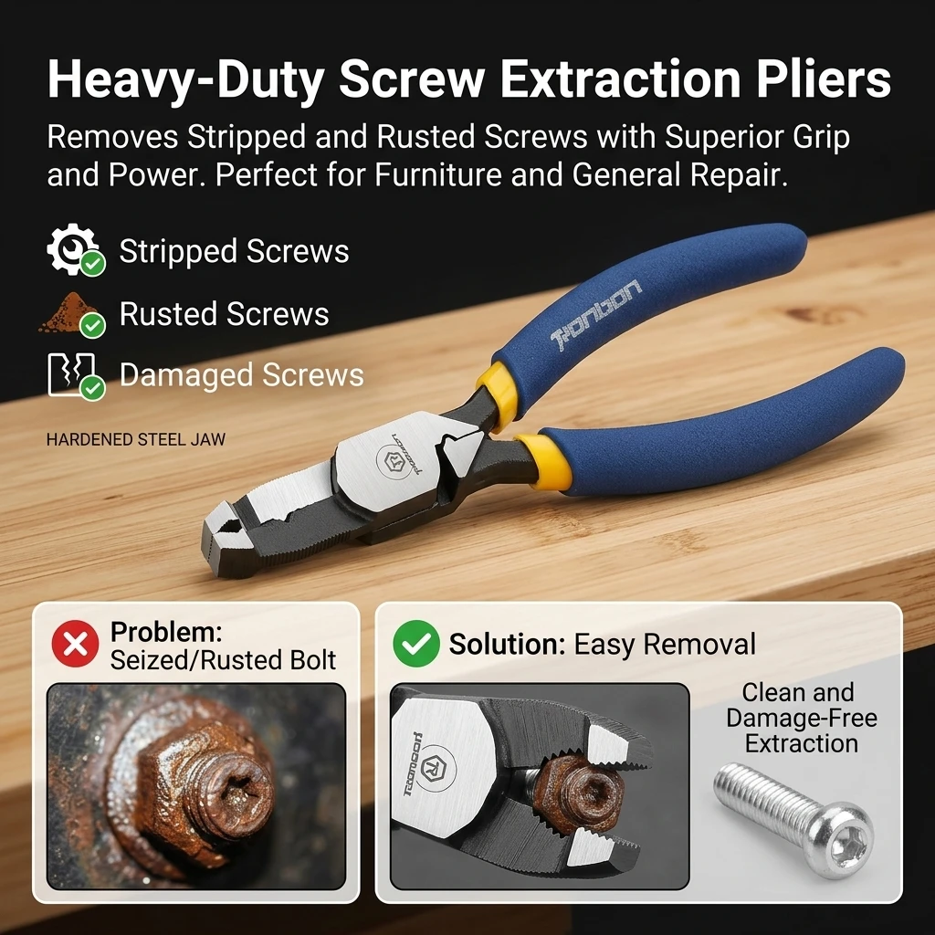 Screw Extraction Pliers Heavy Duty Screw Remover for Home Maintenance Auto Repair Chrome Vanadium Steel Hand Tool Durable