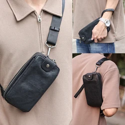 wmnuo Waist Bag Men Korean Leather Genuine Cowhide Messenger Bags for Man Luxury Designer Sling Chest Bag Clutches Male Hip Sack