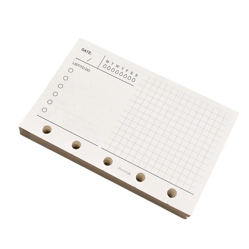 M5/A8 Loose Leaf Notebook Refill Spiral Binder Inner Page Weekly Monthly To Do Line Dot Grid Inside Paper Stationery