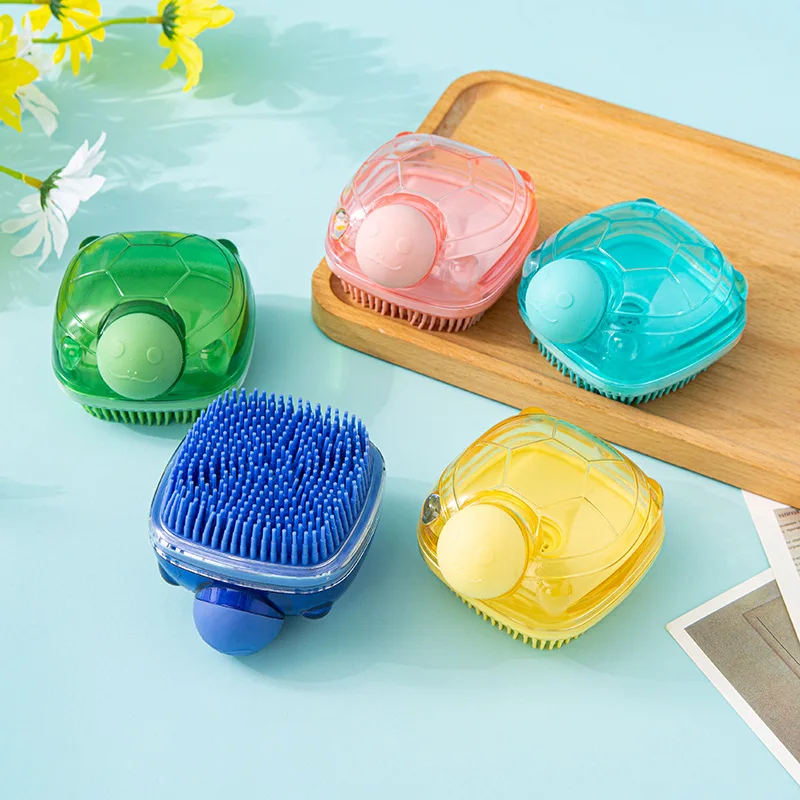 

Silicone Bath Brush 4-in-1 Massage Scrubber Detachable Head Baby Safe & Pet Grooming Tool BPA Free Non-Slip Handle Hot Item
