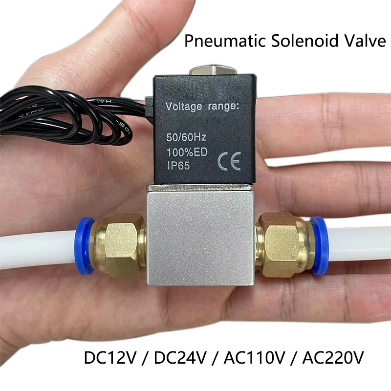 

2V025 Pneumatic Solenoid Valve 2 Way Normally Closed DC12V DC24V AC110V AC220V 1/4" Female Port 1pcs Valve Opens with Energized