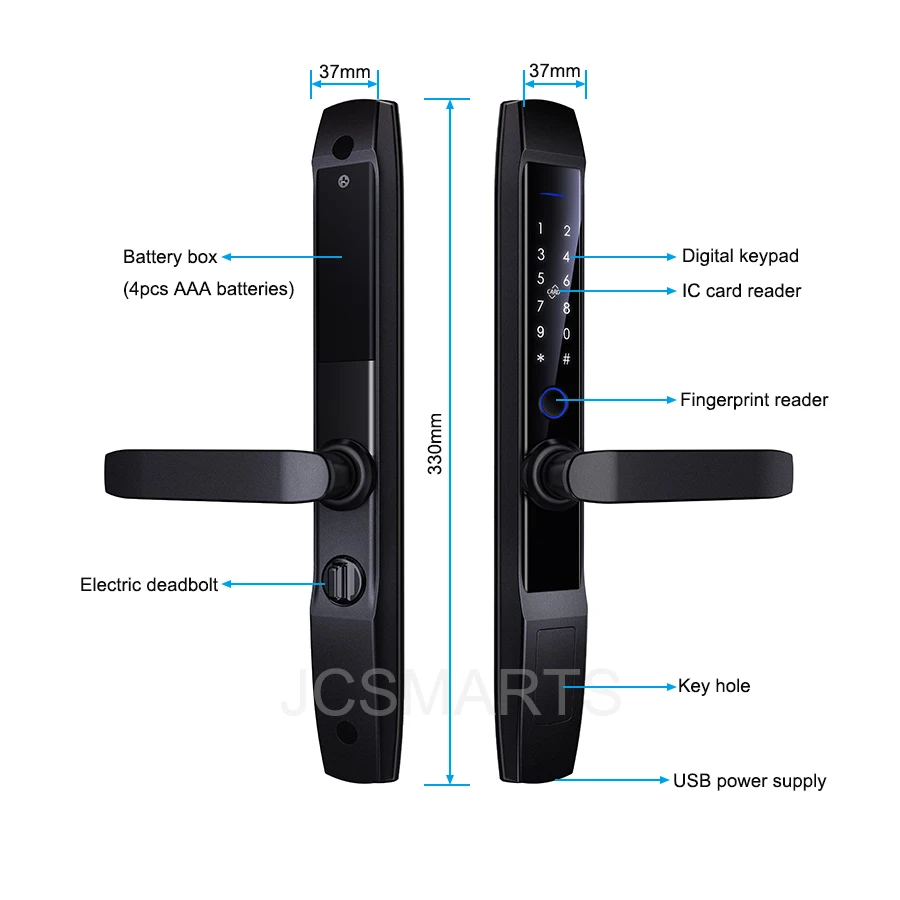 سبائك الزنك تويا المنزل الذكي قفل ببصمة الأصبع مع تويا واي فاي APP IC بطاقة رمز بدون مفتاح الذكية الإلكترونية الألومنيوم قفل الباب المنزلق #4