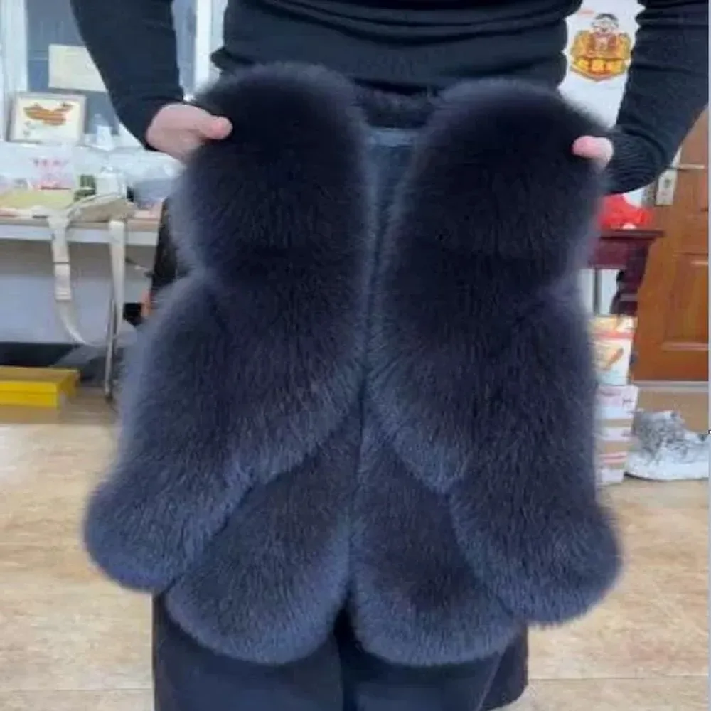 BFFUR Winter Defense Natural Fox Fur Vest Women's Explosion Fur Integrated Foreign Style Fashion Short Fur Jacket Gilet