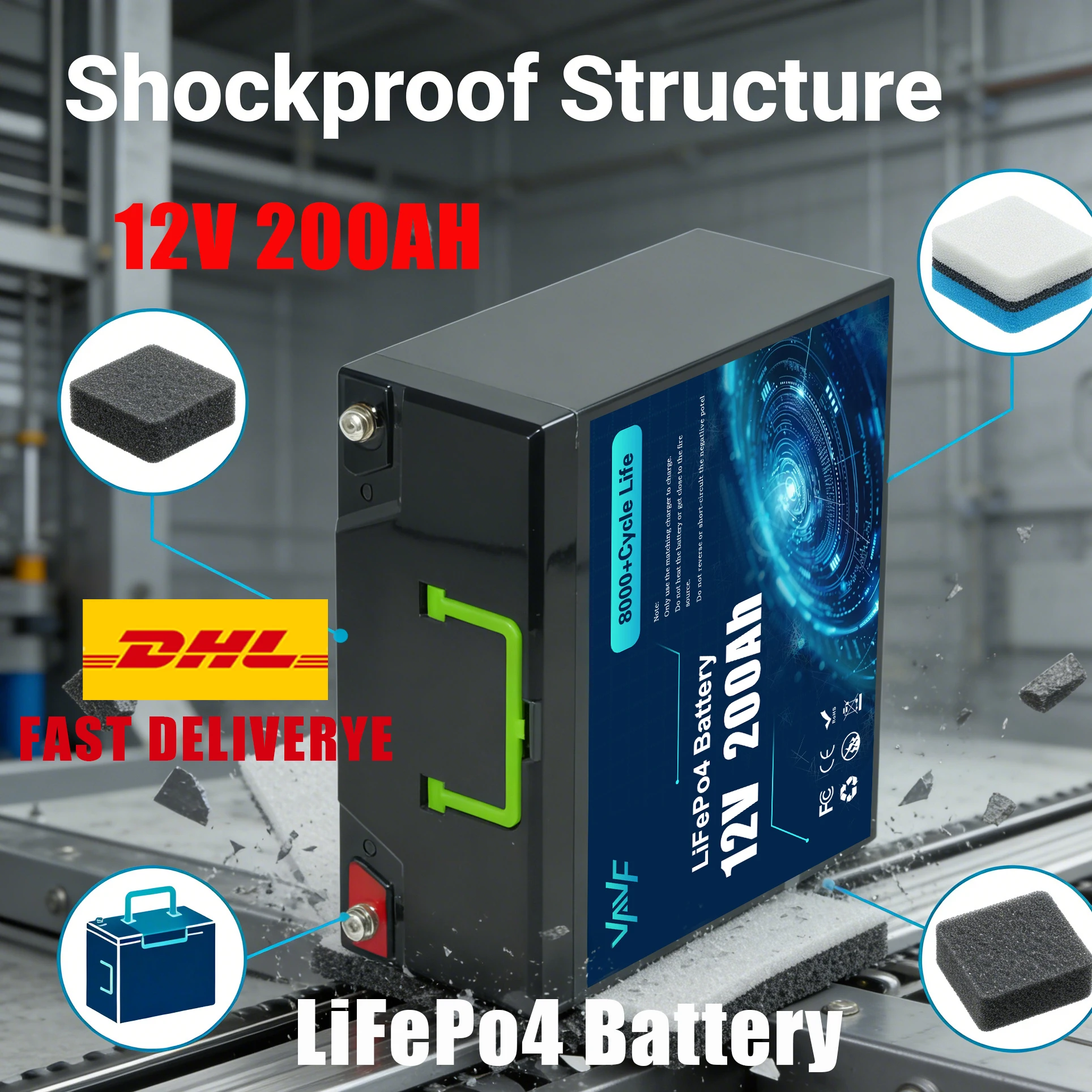 

LiFePO4 12V200Ah Battery Integrated BMS,5000+Cycles,Designed for Solar Storage,Campers,Boats & Off-Grid Living Spaces