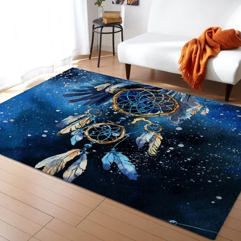 Starry Sky Dream Catcher Print Area Rug Home Living Room Bedroom Kitchen Rug Non-slip Flannel Carpet Machine Washable Floor Mat