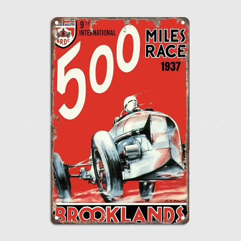 Metal Tin Signs Vintage Home Decor Items Brooklands 500 Miles Race 1937 Garage Room Decoration Poster Art Mural Bar Wall Bedroom