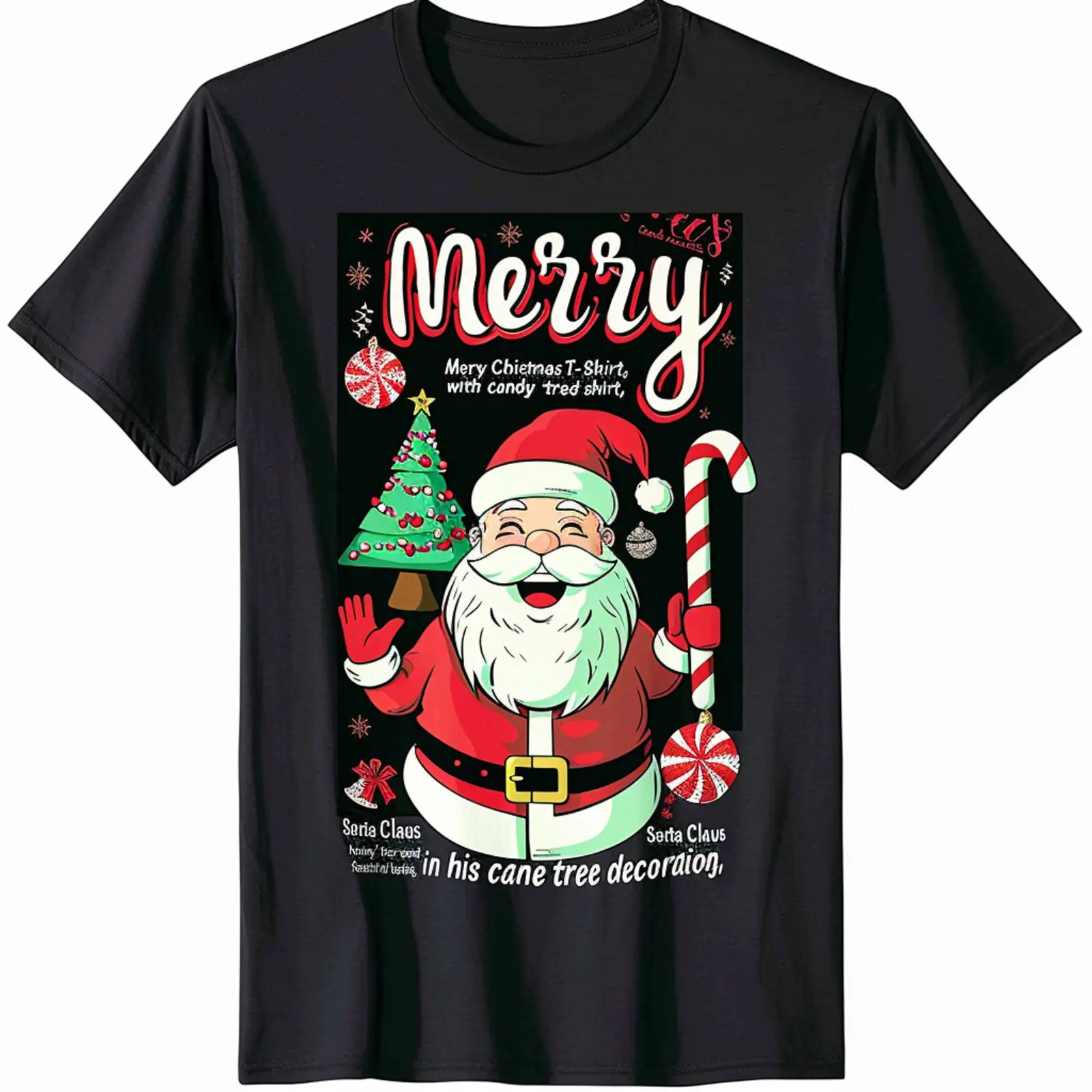 

Festive Santa Claus Merry Christmas TShirt Unique Design for Holiday Cheer Black