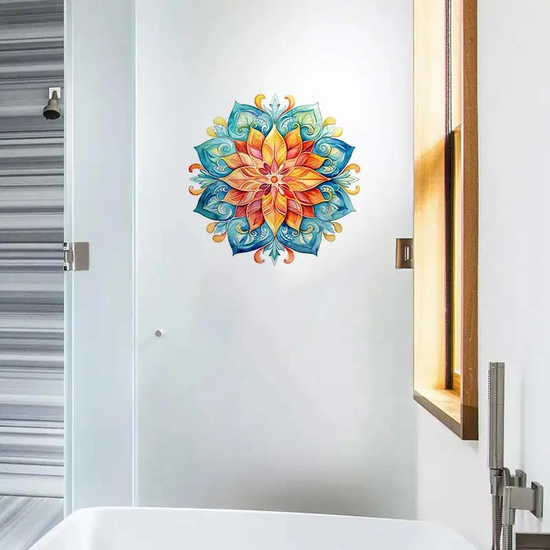 Pegatina de Mandala para pared, Mural artístico para decoración de baño, inodoro, sala de estar, armario, refrigerador, calcomanías para decoración