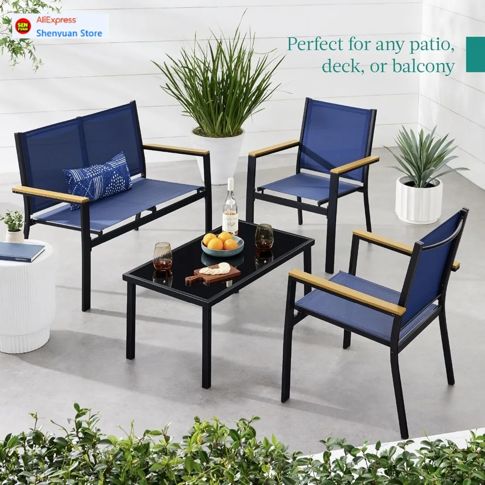 Outdoor Patio Conversation Set with Loveseat, Coffee Table