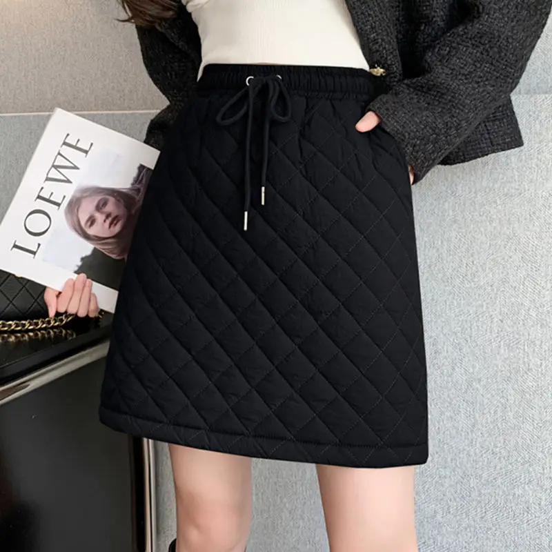 Fashion Loose Solid Color Ladies Lacing A-line Skirt 2023 New Simplicity High Waist Autumn Winter Office Lady Women's Clothing