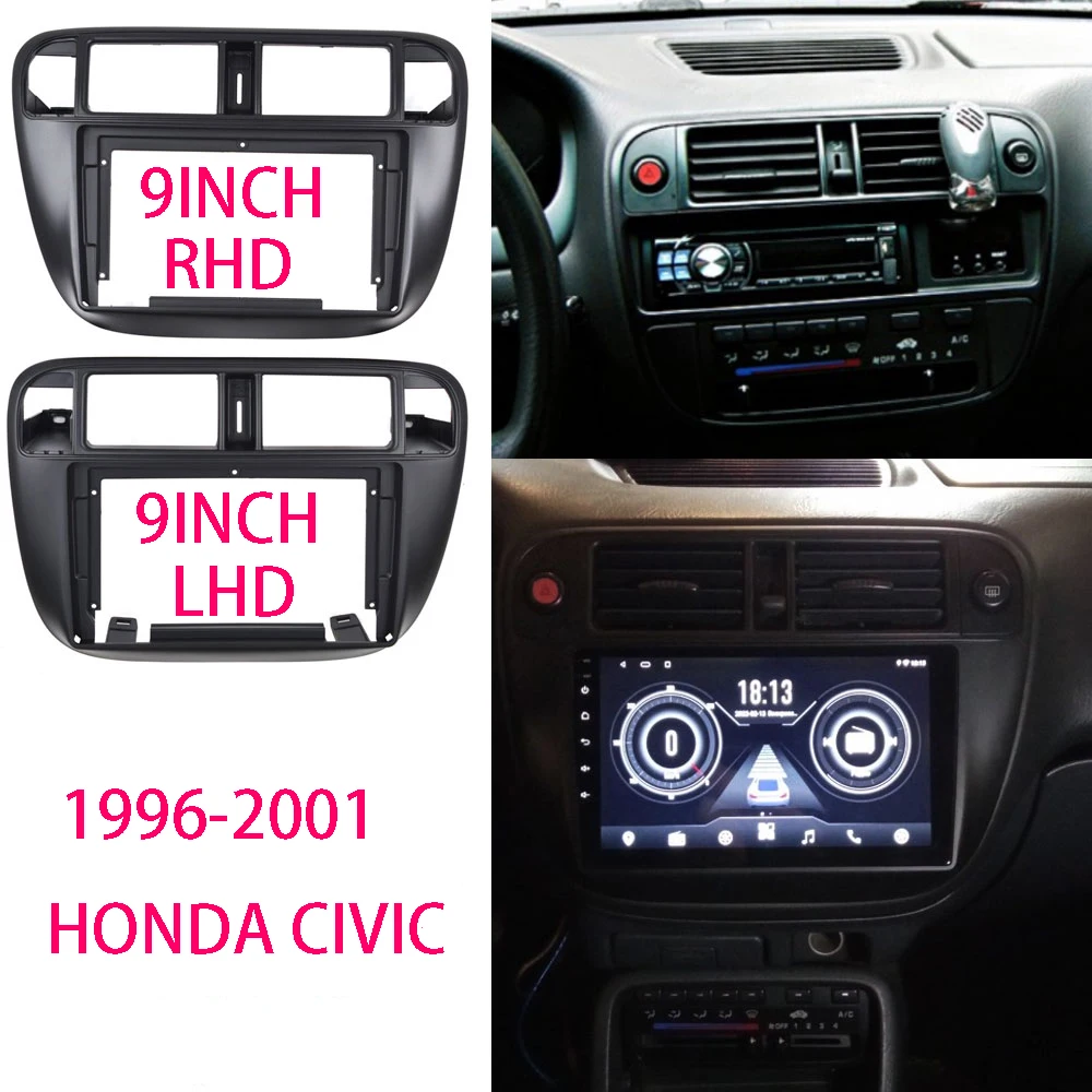 

Car Fascia Radio Panel for Honda Civic 1996-2001 Dash Kit Install Adapter Facia Console Bezel Plate Trim Cover
