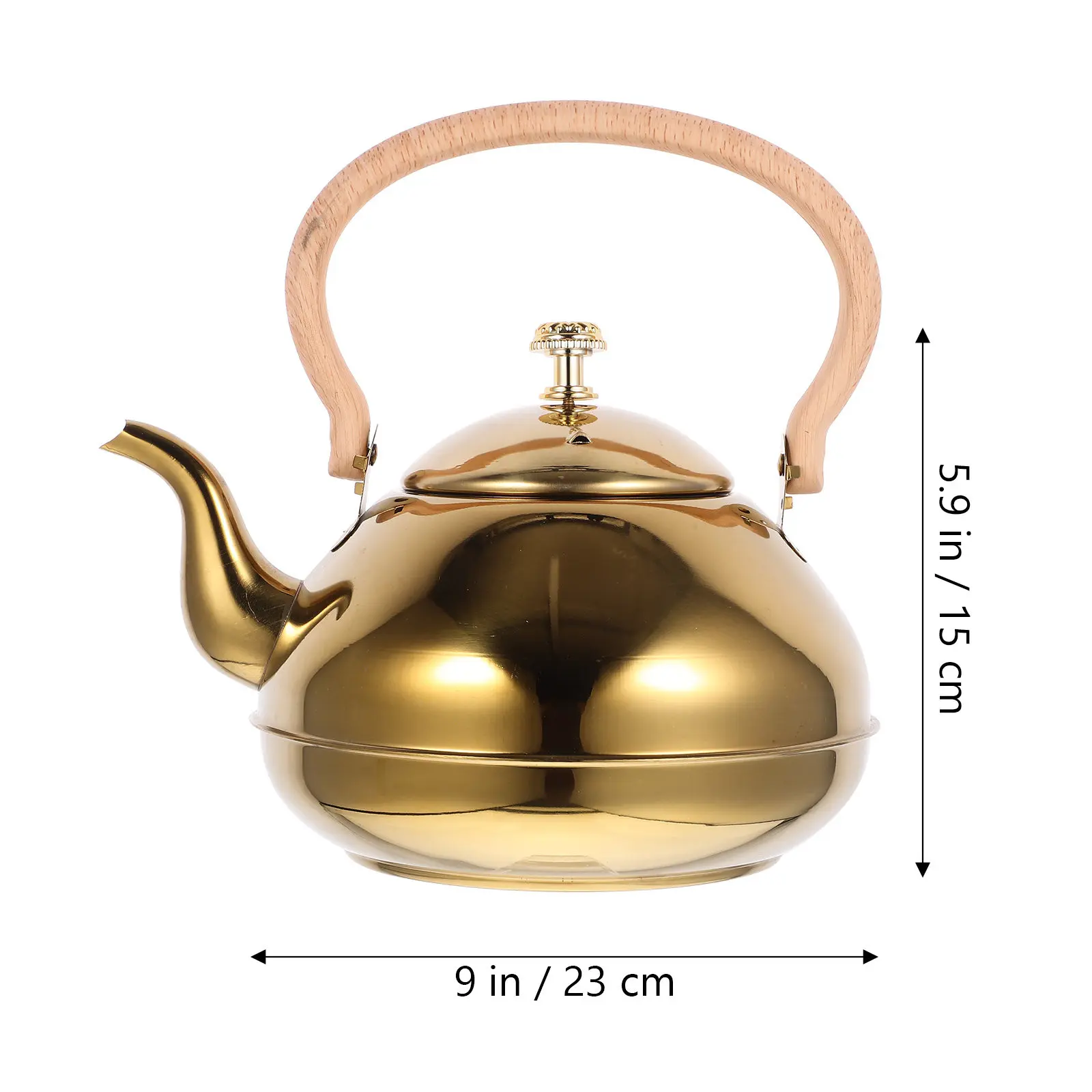 Stainless Steel Tea Kettle Electric Wood Handle Large Capacity Modern Metal Teapot Kitchen Water Boiler Household Reliable Tea