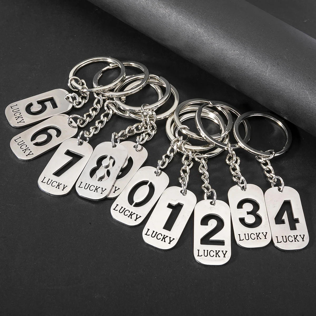 Lucky Numbers Stainless Steel Rings For Keychains Couple Keyring Car Diy Charm Pendant Hangtag Keyholder Accessories Llavero