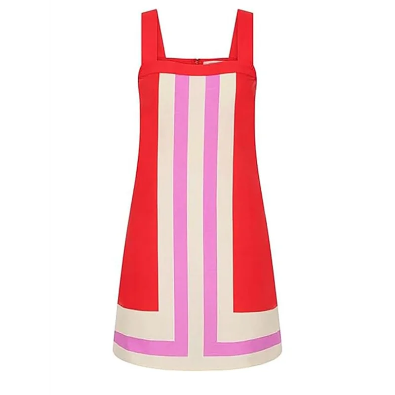 ABRT - Damska Sukienka Mini w Paski Boho na Ramiączkach Letnia Sukienka Plażowa