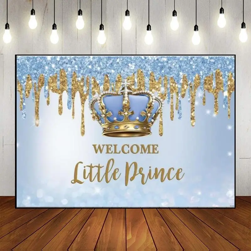 Tło imprezowe Mały Książę Baby Shower Tło Dekoracja urodzinowa Tron Noworodek Fotografia Rekwizyty Królewskie Tła Baner