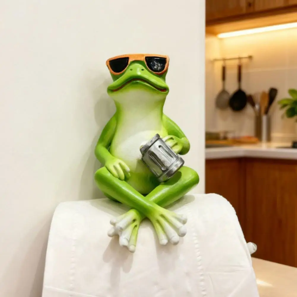 

Unique Frog Toilet Paper Holder Wall Mounted Paper Roll Holder Novelty Resin Frog Towel Tissue Dispenser for Bathroom Decor