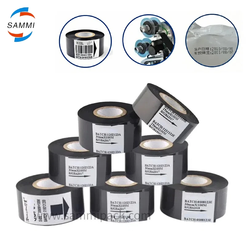 100pcs LC1 Thermal Ribbon Of Ribbon Printing Machine Date Code Ribbon Printer Accessory Heat Transfer Date Ribbon 30MM*100M