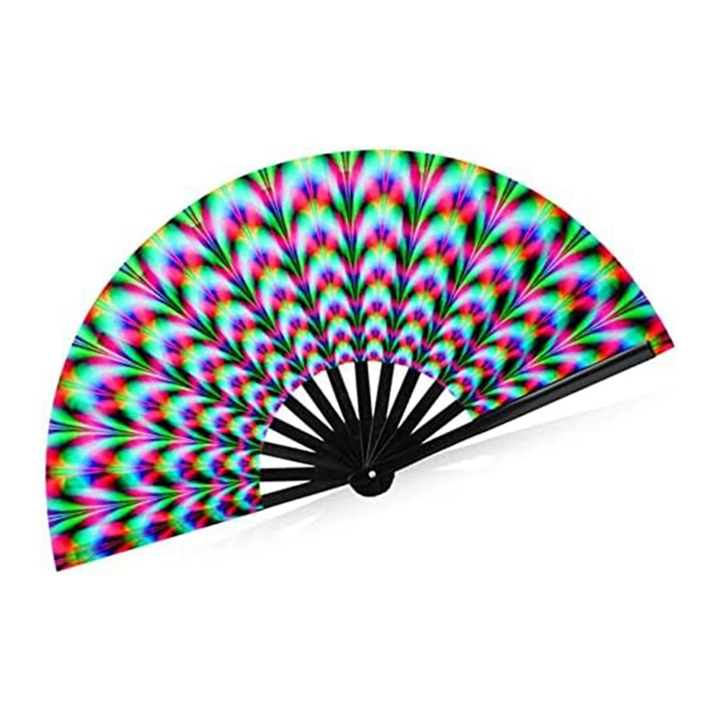 1 PCS Women Raves Fold Hand Fan Multicolor Fluorescence Glow Folding Fans Party Club Prom Disco Freaky Pub Decorative