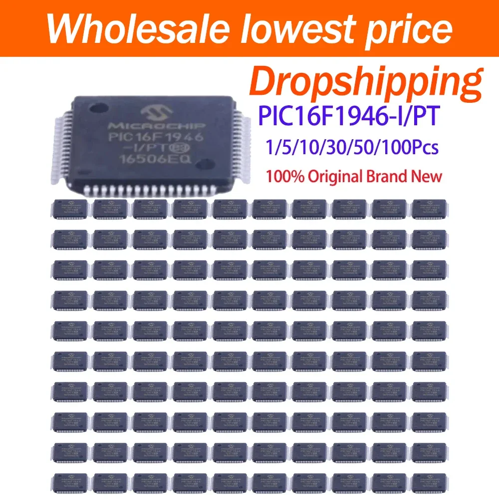 1~50Pcs PIC16F1946-I/PT TQFP64 Surface Mount 8 Bit Single Chip Microcontroller New Original MCU Integrated Circuit Parts