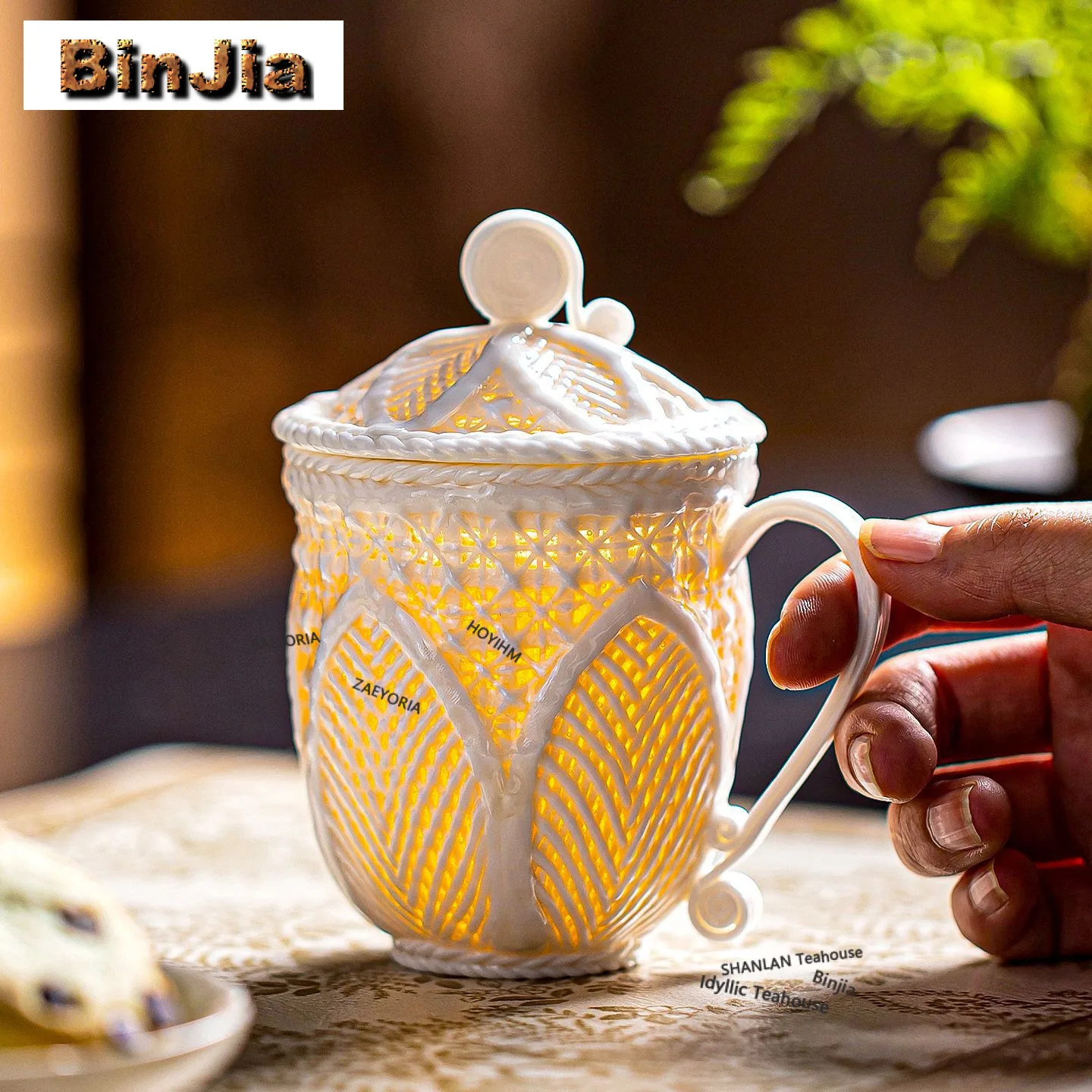 

230ml Hand Knitting Hollow Out Coffee Mug Latte Cereal Mug Afternoon Tea Mug Household Office Water Cup Tea Services Gift Craft